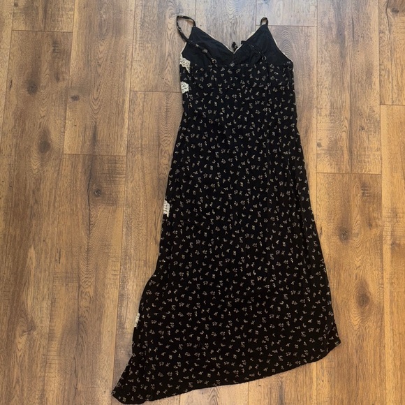 Wild Fable Women’s Lace Trim Midi Slip Dress Black/Tan Floral - Picture 5 of 6